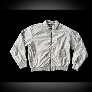 Members Only Mens L Beige Bomber Jacket Full Zip Casual Classic EUC